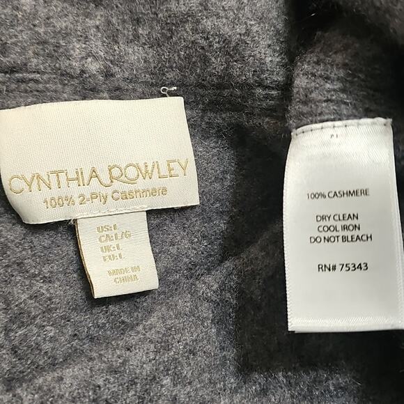 Cynthia Rowley 2- ply Cashmere Gray Open Front Cropped Cardigan Large - Picture 5 of 9